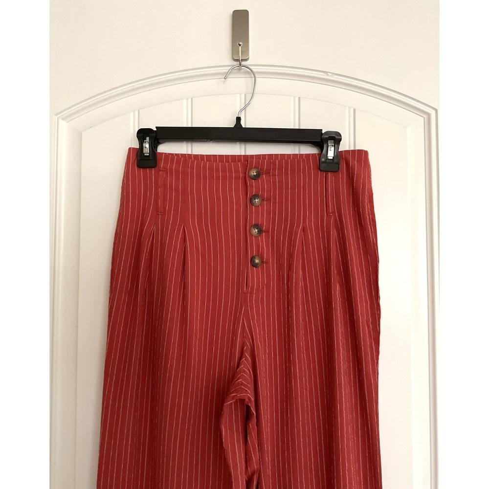 Francesca's Blue Rain Women's Boho Orange High Waisted Wide Leg Pants Size Small - Picture 3 of 8